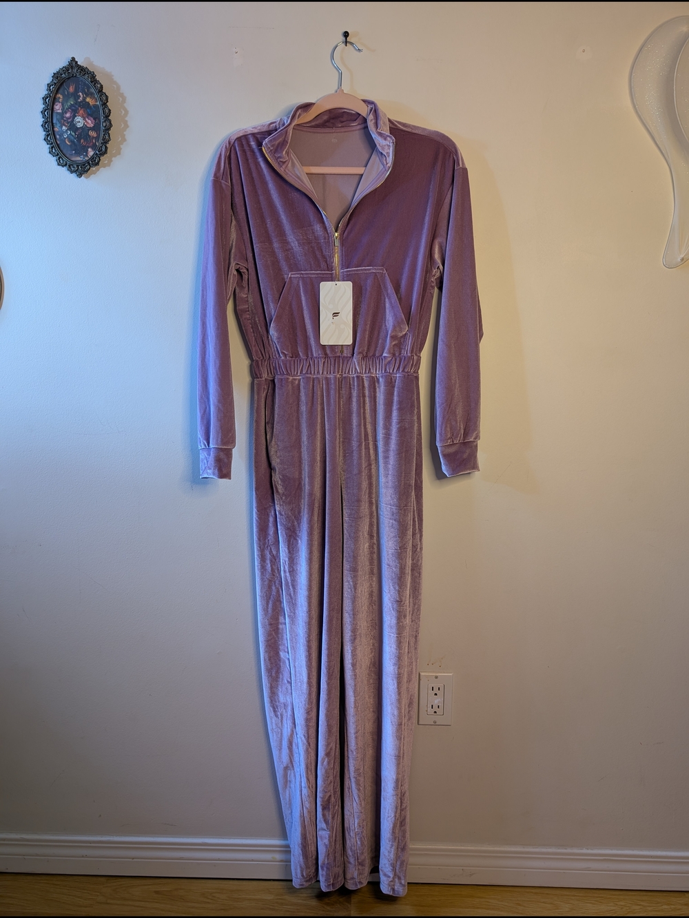 Fabletics Lilac Velvet Long-Sleeve Jumpsuit